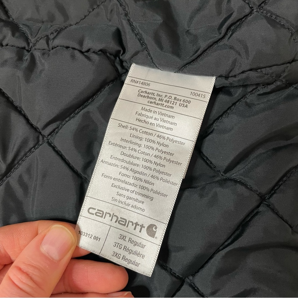 Men’s Carhartt Size 3XL Black Hooded Flannel Lined Canvas Work Jacket - Picture 12 of 17